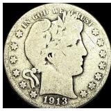 1913 Silver Barber Half Dollar NICELY  CIRCULATED