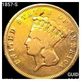 1857-S $3 Gold Piece NEARLY UNCIRCULATED
