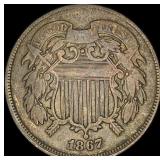 1867 Bronze Two-Cent Piece ABOUT UNCIRCULATED