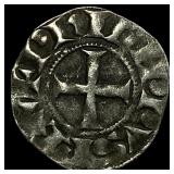 1297-1301 AD Frankish Greece Silver Denier NEARLY
