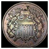 1864 Copper Two-Cent Piece NEARLY  UNCIRCULATED