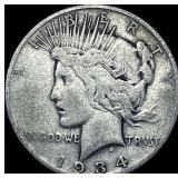 1934-S Silver Peace Dollar ABOUT UNCIRCULATED