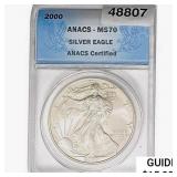 2000 Silver Eagle ANACS MS70