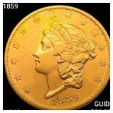 1859 $20 Gold Double Eagle UNCIRCULATED
