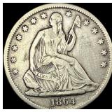 1864-S Seated Liberty Half Dollar NEARLY  UNCIRCU