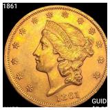 1861 $20 Gold Double Eagle CHOICE AU