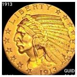 1913 $5 Gold Half Eagle CHOICE BU