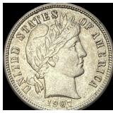 1907 Barber Dime CHOICE AU