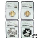[4 Coins]1997 Jackie Robinson Silver Dollar&Gold$5