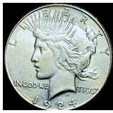 1924-S Silver Peace Dollar CHOICE AU