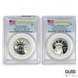 [2 Coins] 2007-W $50 Platnium Satue of Liberty 1/4