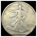 1917-S Silver Walking Liberty Half Dollar  NEARLY