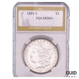 1891-S Morgan Silver Dollar PGA MS64+