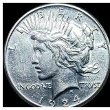 1924-S Silver Peace Dollar CHOICE AU