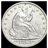 1853 Arrows/Rays Seated Liberty Half Dollar  CLOS