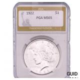 1922 Silver Peace Dollar PGA MS65