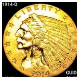 1914-D $2.50 Gold Quarter Eagle CHOICE BU