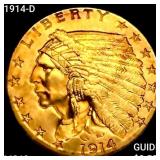 1914-D $2.50 Gold Quarter Eagle CHOICE BU