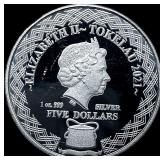 2021 Tokelau 1 oz Silver Five Dollars Scorpio GEM