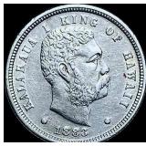 1883 Silver Dime Hawaii Kalakaua I CHOICE AU