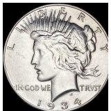 1934 Silver Peace Dollar CHOICE AU