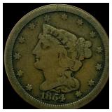 1854 Braided Hair Half Cent NICELY CIRCULATED