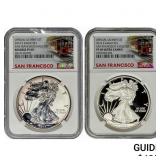 [2 Coins] 2012-S San Franciso Eagle Set $1 NGC PF6