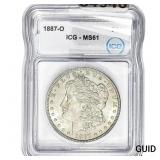 1887-O Morgan Silver Dollar ICG MS61