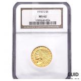 1916-S $5 Gold Half Eagle NGC MS62