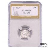 1920 Mercury Silver Dime PGA MS64 Strong FB