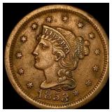 1853 Braided Hair Large Cent CLOSELY  UNCIRCULATE