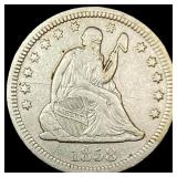 1858 Seated Liberty Quarter NEARLY  UNCIRCULATED