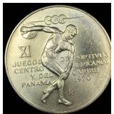 1970 Panama Silver 5 Balboas UNCIRCULATED