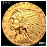 1914-D $2.50 Gold Quarter Eagle CHOICE BU