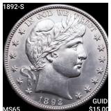 1892-S Barber Half Dollar GEM BU