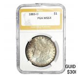 1883-O Morgan Silver Dollar PGA MS64
