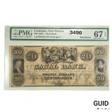 1840 $20 Canal Bank Large Note PMG Gem UNC 67