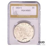 1922-S Silver Peace Dollar PGA MS65