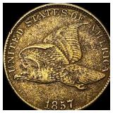 1857 Copper-Nickel Flying Eagle Cent NEARLY UNCIRC