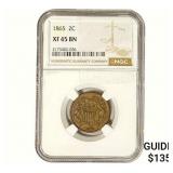 1865 Two Cent Piece NGC XF45 BN
