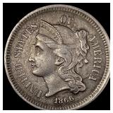 1866 Nickel Three-Cent Piece CLOSELY  UNCIRCULATE