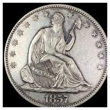 1857 Seated Liberty Half Dollar CLOSELY  UNCIRCUL