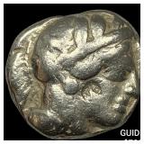 393-294 AD Attira, Athens Silver Tetradrachm NEARL