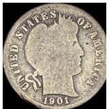 1901-S Silver Barber Dime NICELY CIRCULATED