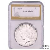 1922 Silver Peace Dollar PGA MS64