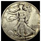 1928-S Silver Walking Liberty Half Dollar  LIGHTL