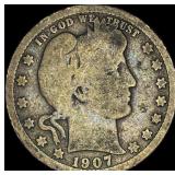 1907-D Silver Barber Quarter NICELY CIRCULATED