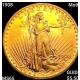 1908 Motto $20 Gold Double Eagle GEM BU