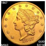 1867 $20 Gold Double Eagle CHOICE BU
