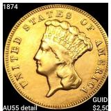 1874 $3 Gold Piece HIGH GRADE
